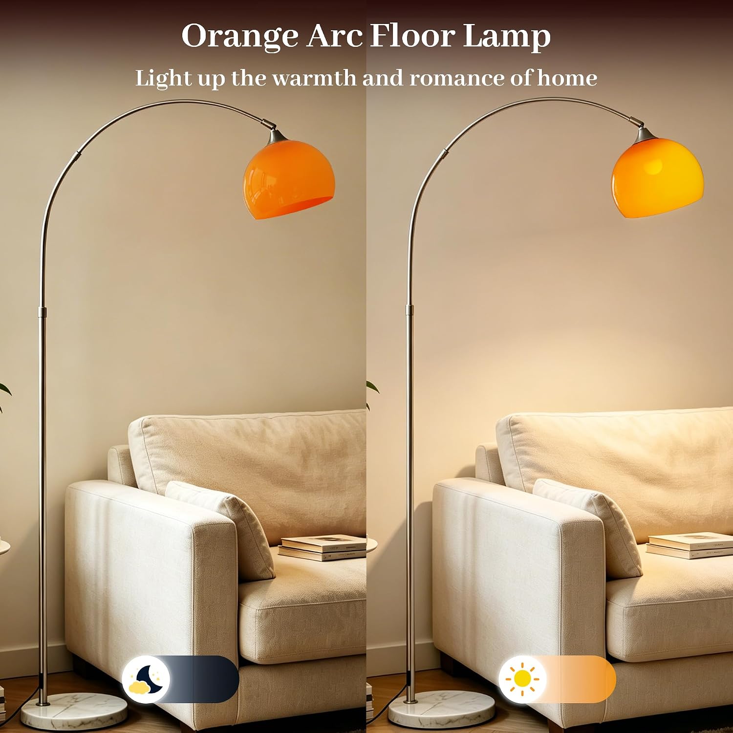 Mid Century Retro Orange Arc Floor Lamp