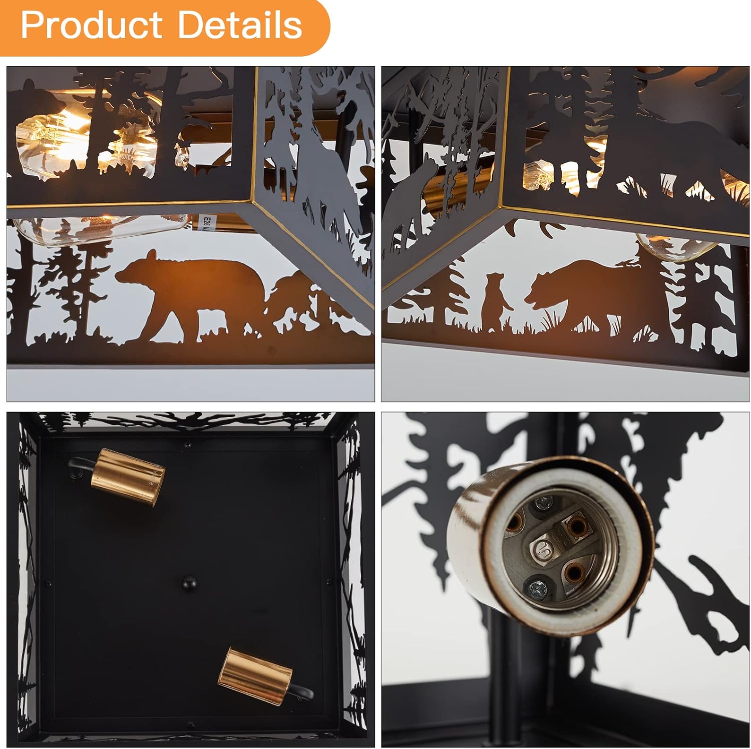 Bear Metal Cage Ceiling Light
