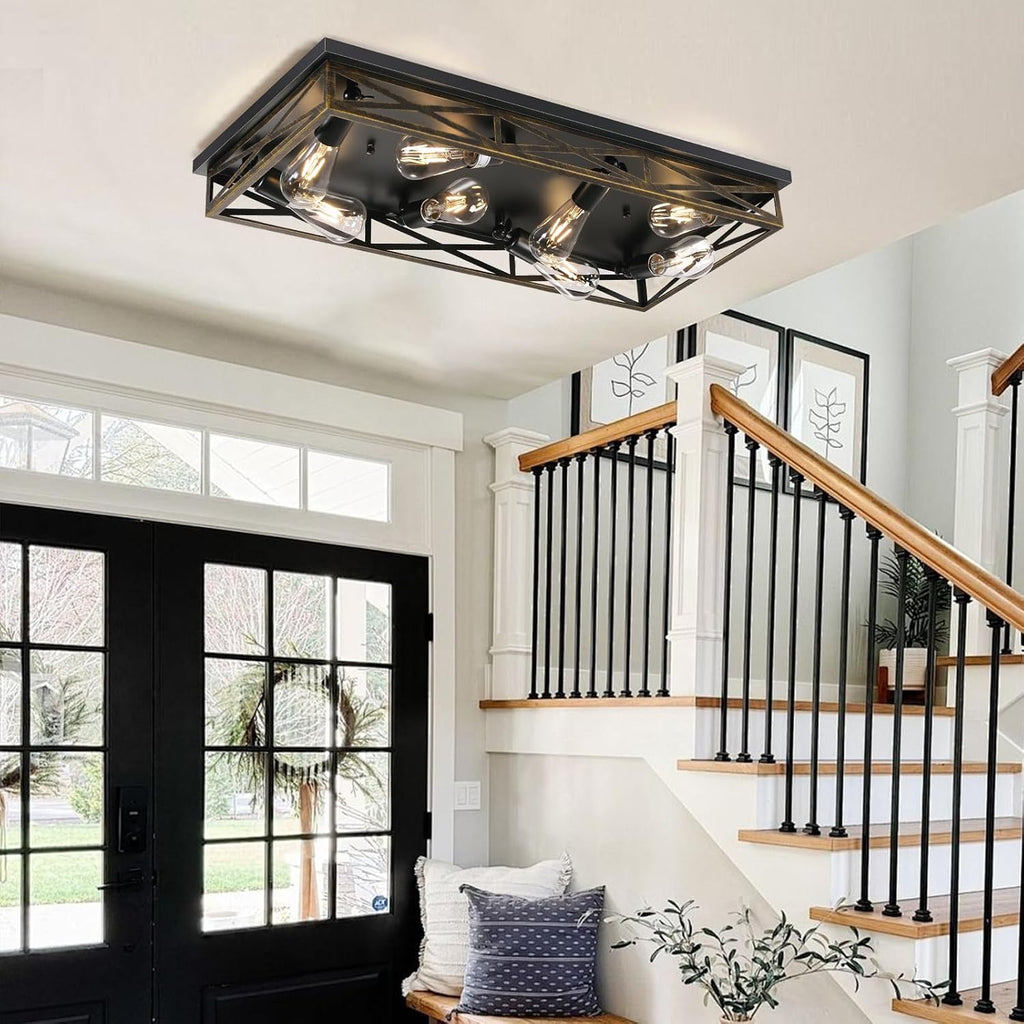 8-Light Metal Cage Ceiling Light