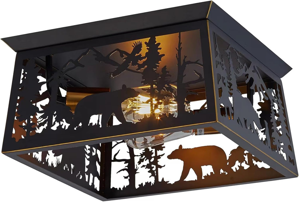 Bear Metal Cage Ceiling Light