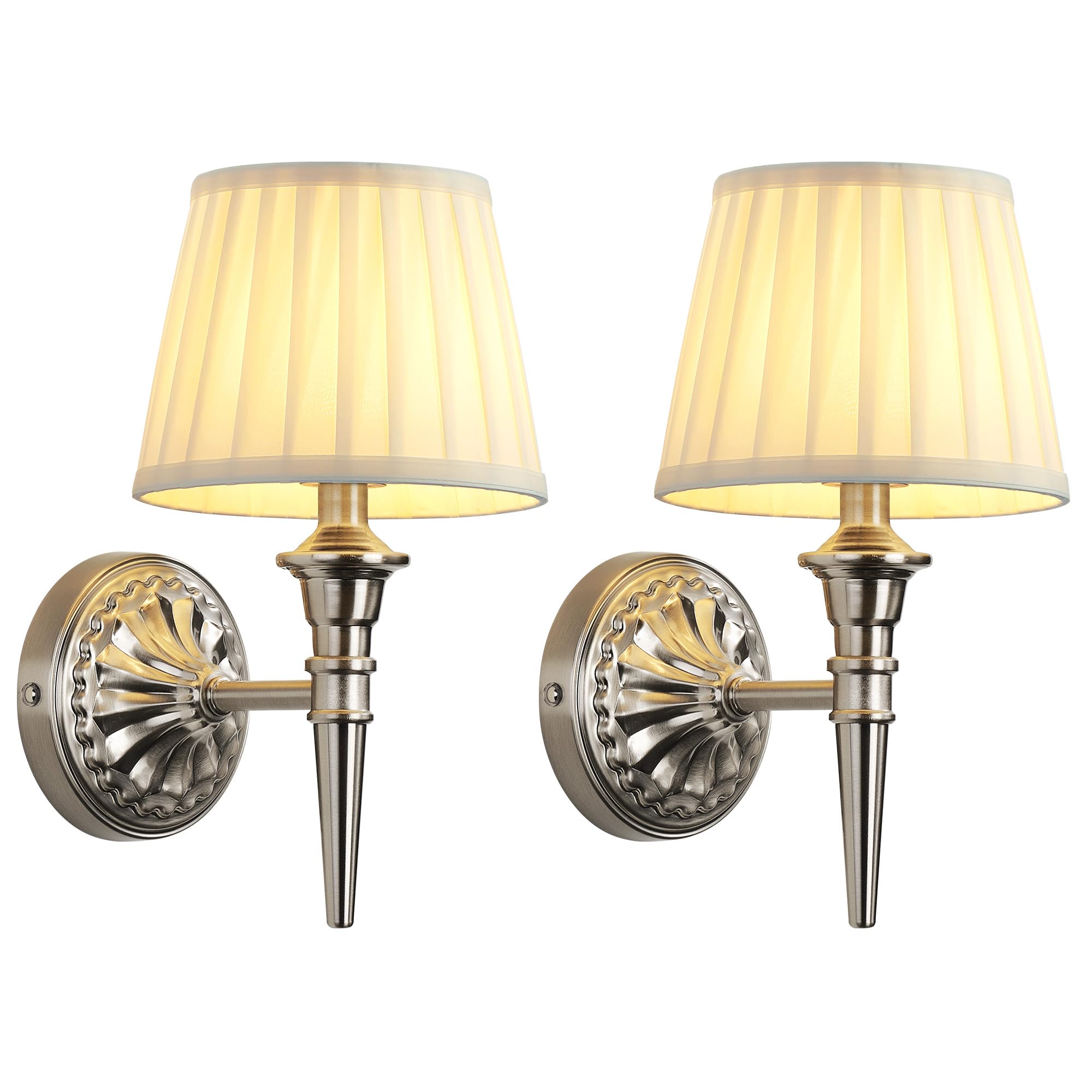 KDG Cordless Wall Sconces Set of 2, Small Wireless 5200mAh Rechargeable Battery Fabric LED Wall Lamps, Portables Lightings for Wall Painting, Living Room, Bedroom, Hallway, Gifts, Night Light (Gold)