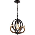 Antler Globe Chandelier, 11.8" Rustic Metal Cage Pendant Light with Resin Antlers, Industrial Farmhouse Hanging Ceiling Light Fixture for Kitchen Island, Dining Room, Entryway, E26 Base, Brown