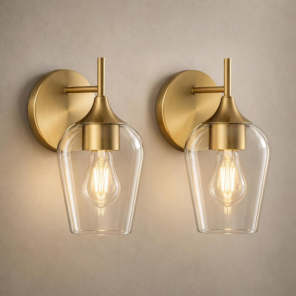 Gold Glass Wall Sconces 2pc