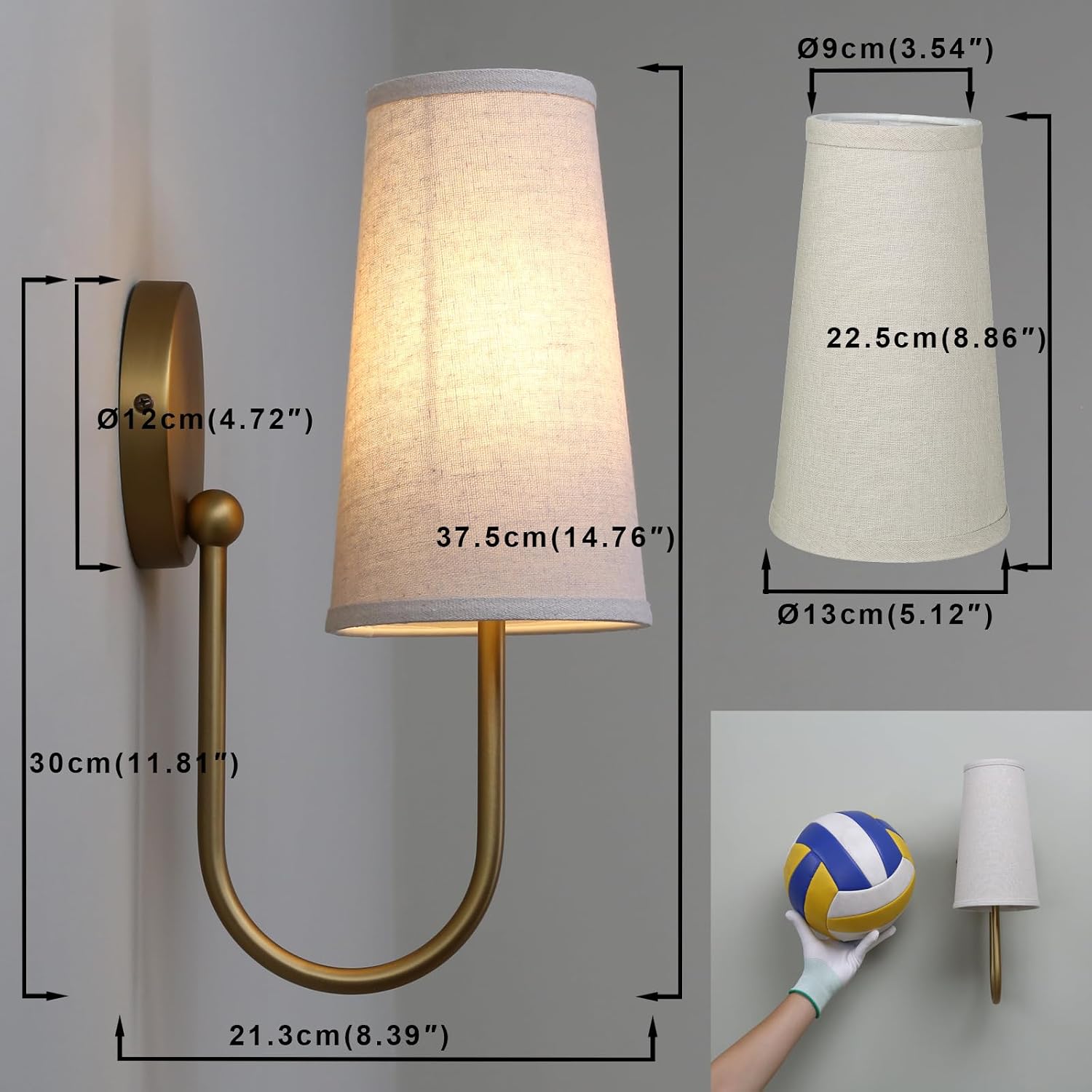 Vintage Brass Linen Wall Sconces 2 Pack