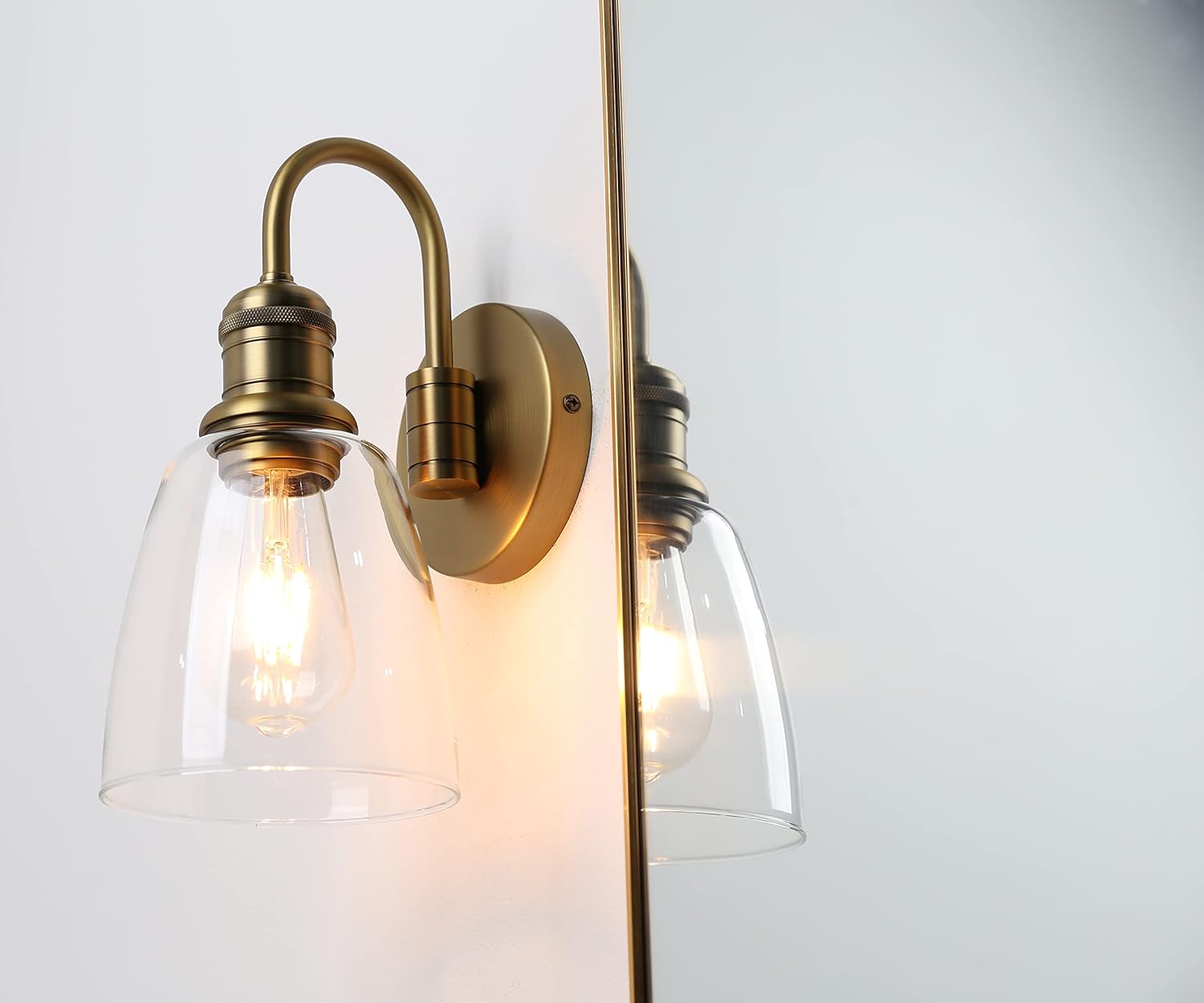 Vintage Brass Glass Wall Sconce