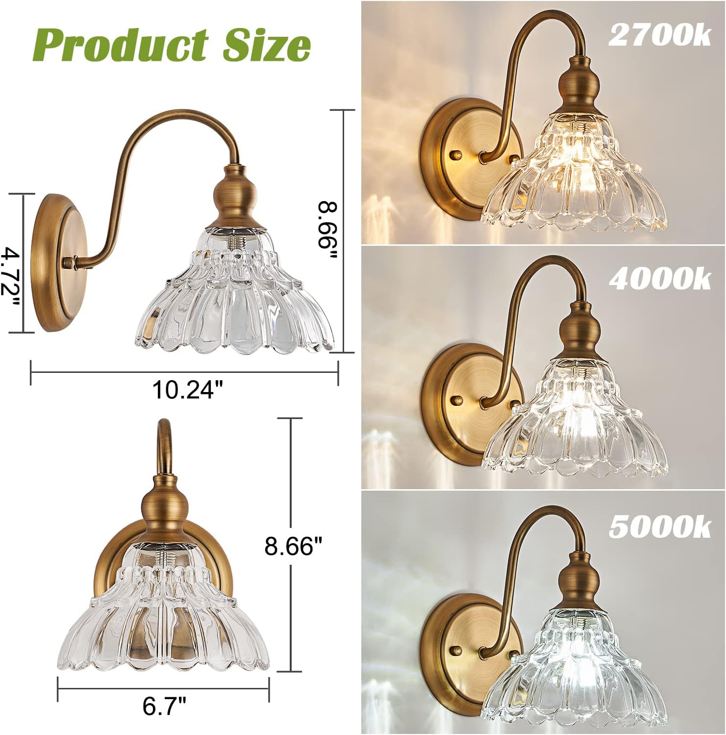 Brass Vintage Wall Sconces 2pc