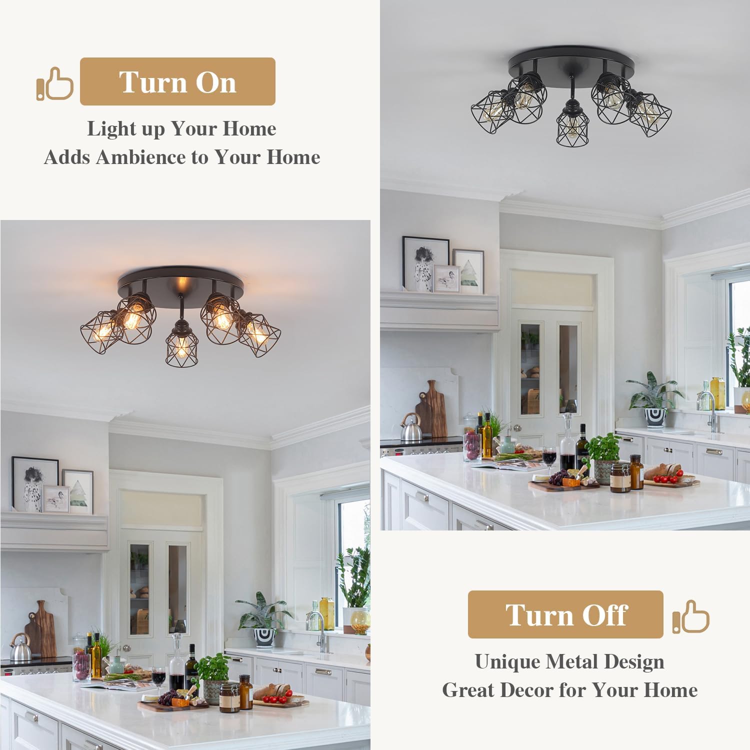 Black Cage Farmhouse Ceiling Light