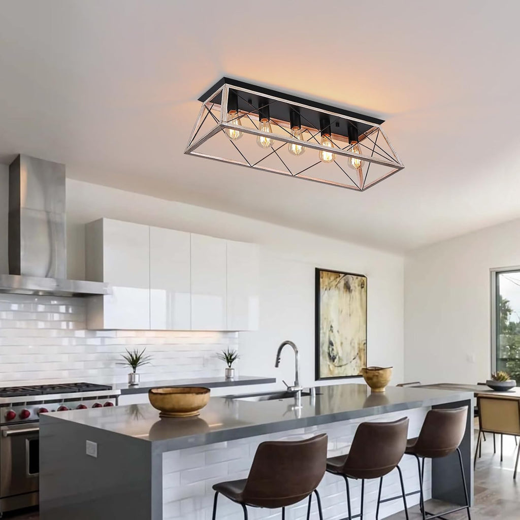5-Light X Cage Farmhouse Ceiling Light