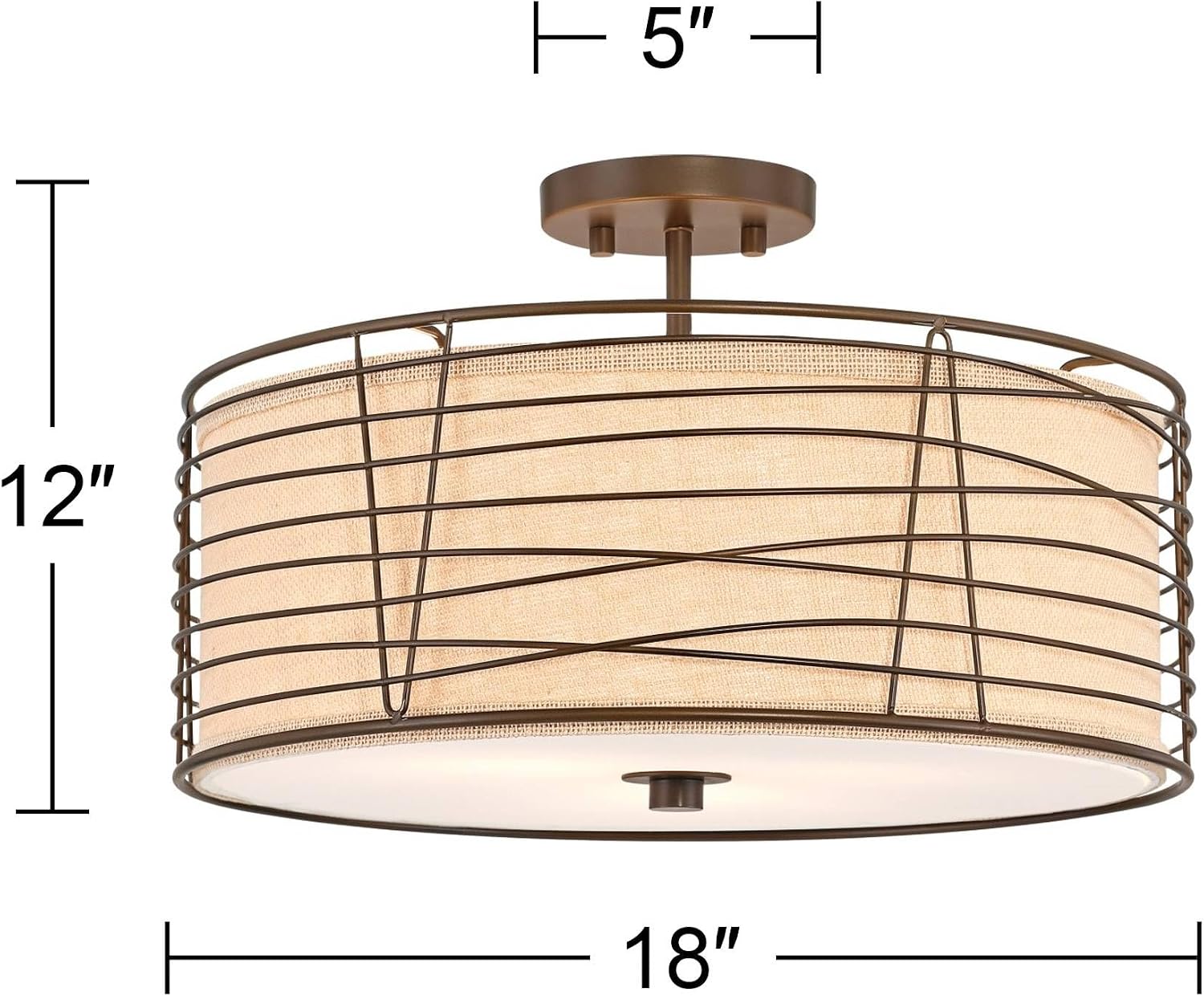 Marlowe Bronze Drum Semi Flush Light