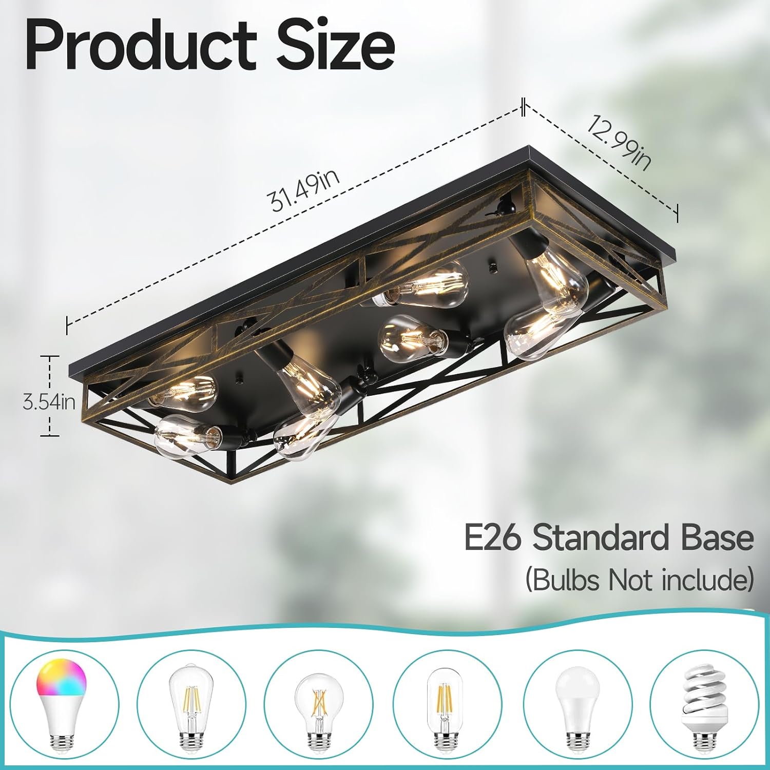 8-Light Metal Cage Ceiling Light