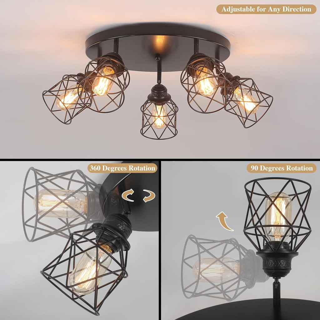 Black Cage Farmhouse Ceiling Light
