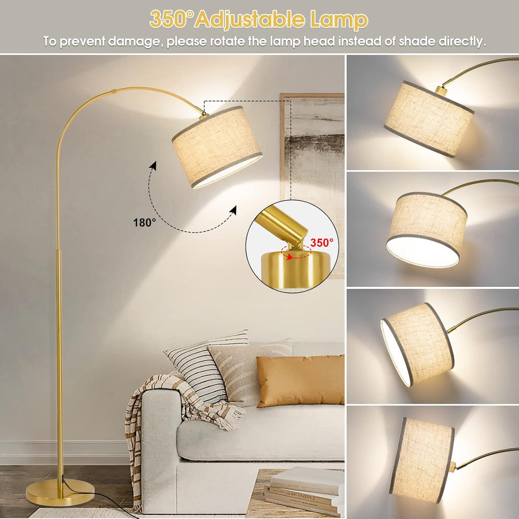 Gold Adjustable Arc Floor Lamp
