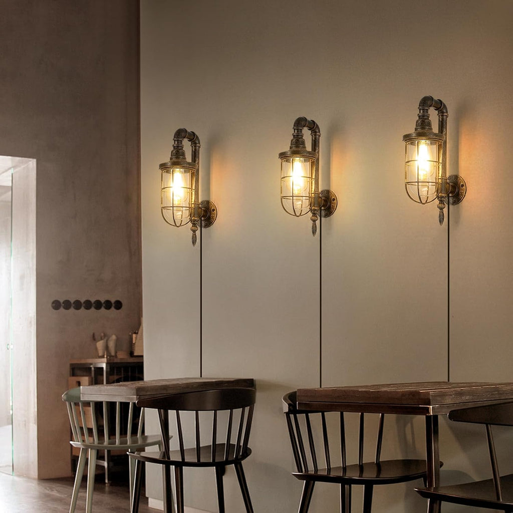 Plug-in Rustic Wall Sconces 2 Pack