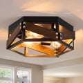 3-Light Wood Metal Ceiling Light