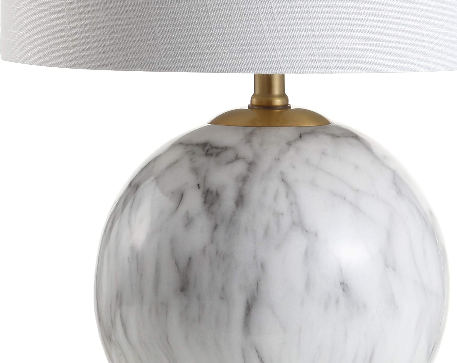 White Brass Faux Marble Geometric Sphere Table Lamp