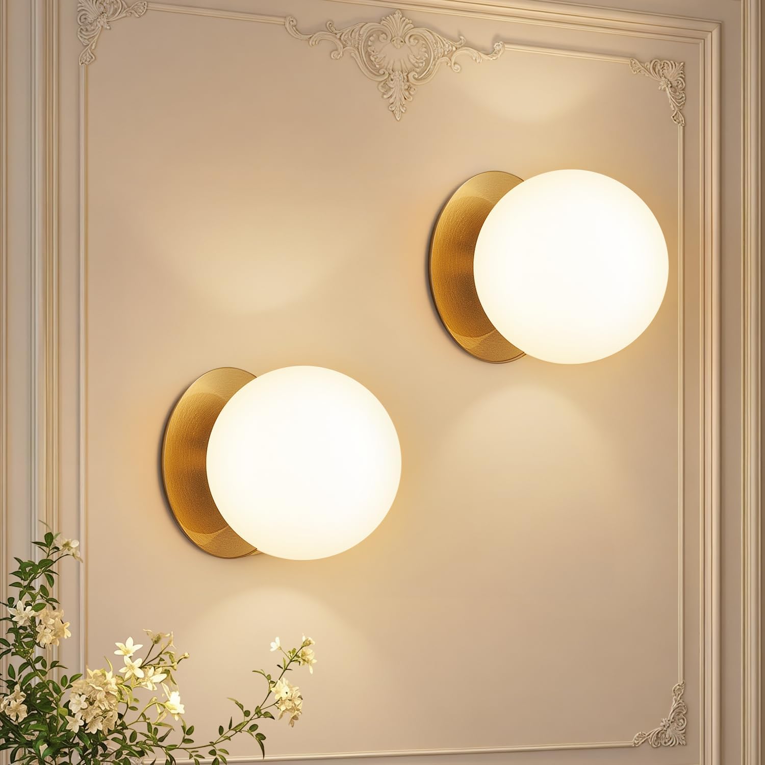 Brass Globe Wall Sconces 2 Pack