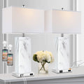 2 Pack Touch Control Ceramic Table Lamps with USB & AC Outlet