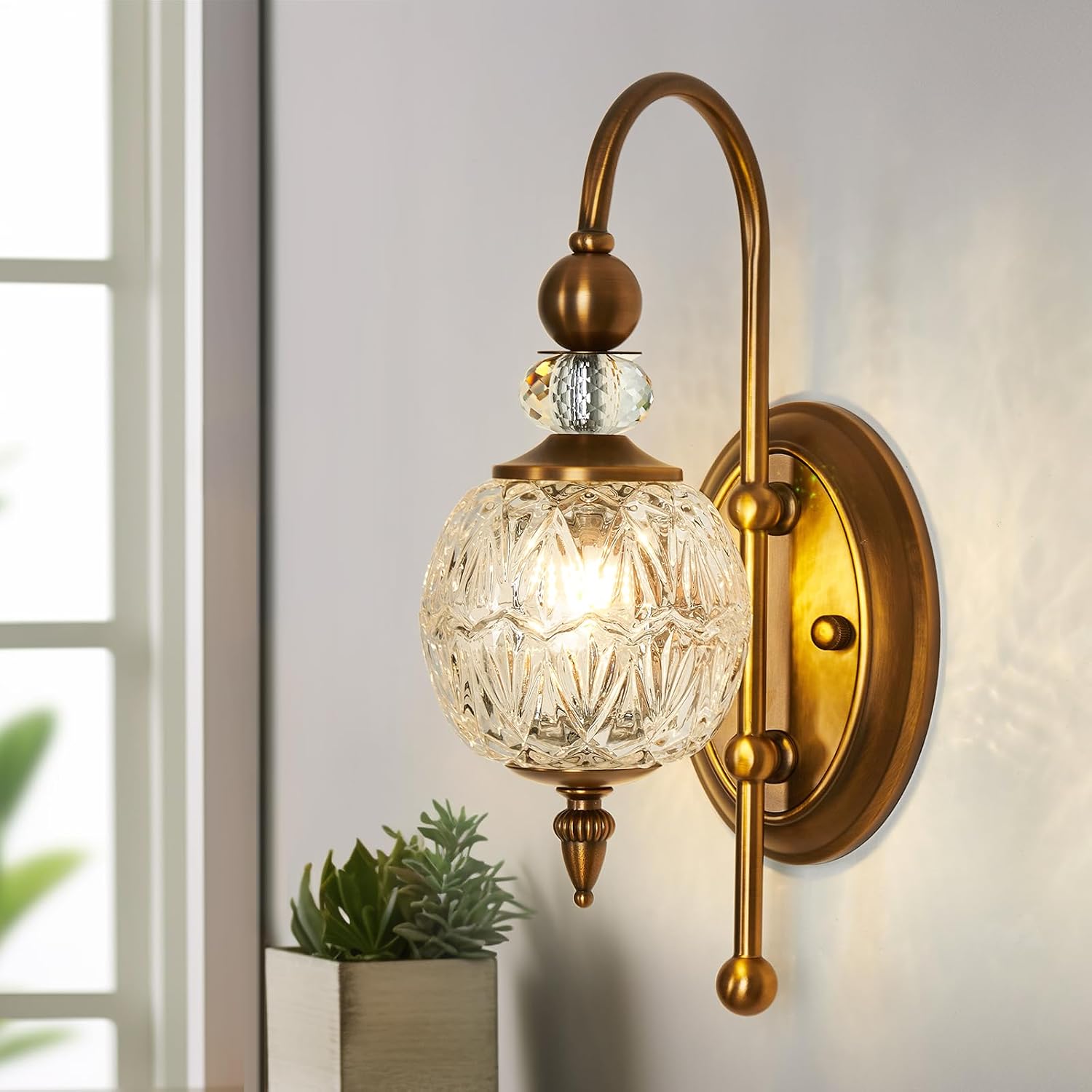 Brass Globe Vintage Wall Sconce