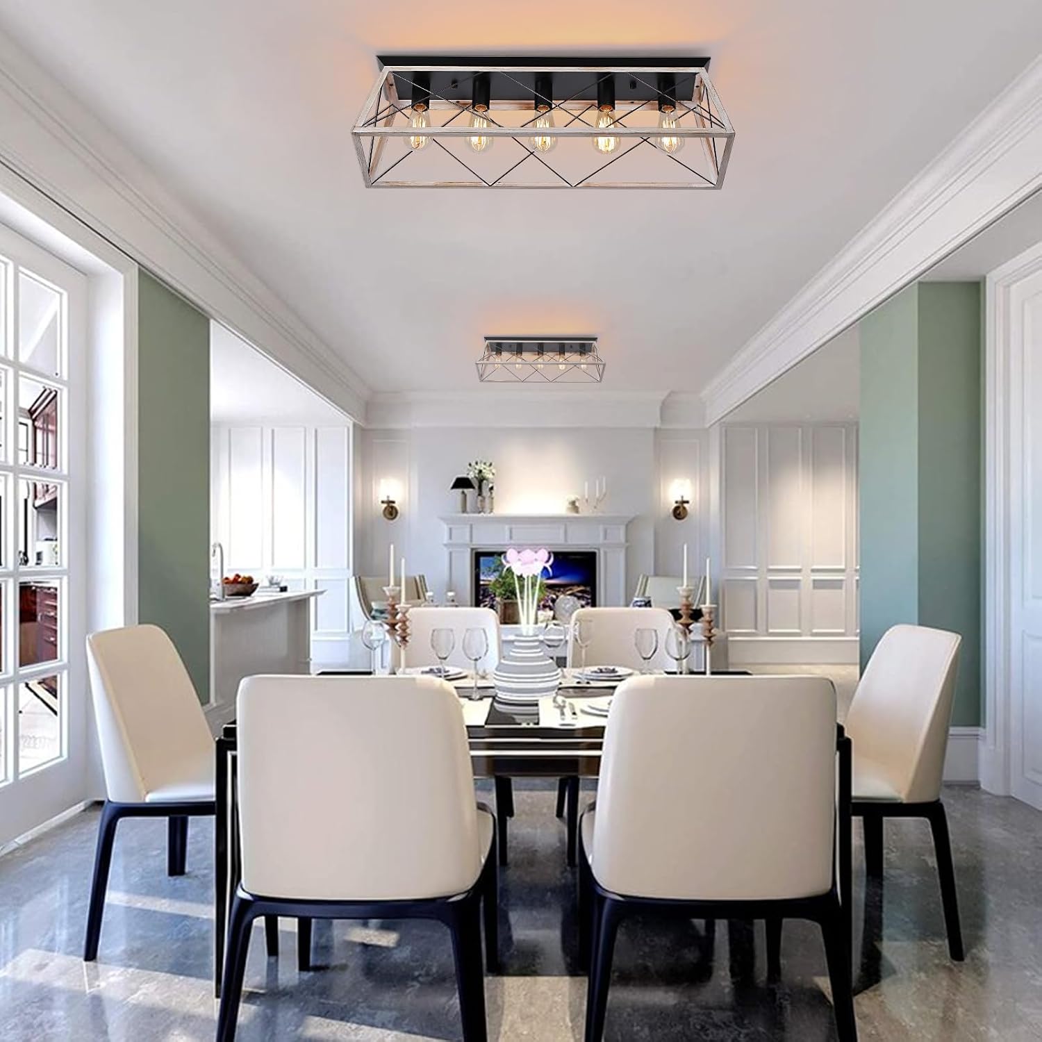 5-Light X Cage Farmhouse Ceiling Light