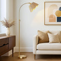 Gold Rattan Boho Adjustable Arc Floor Lamp