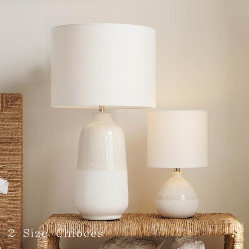 2pc White Farmhouse Ceramic Lamps