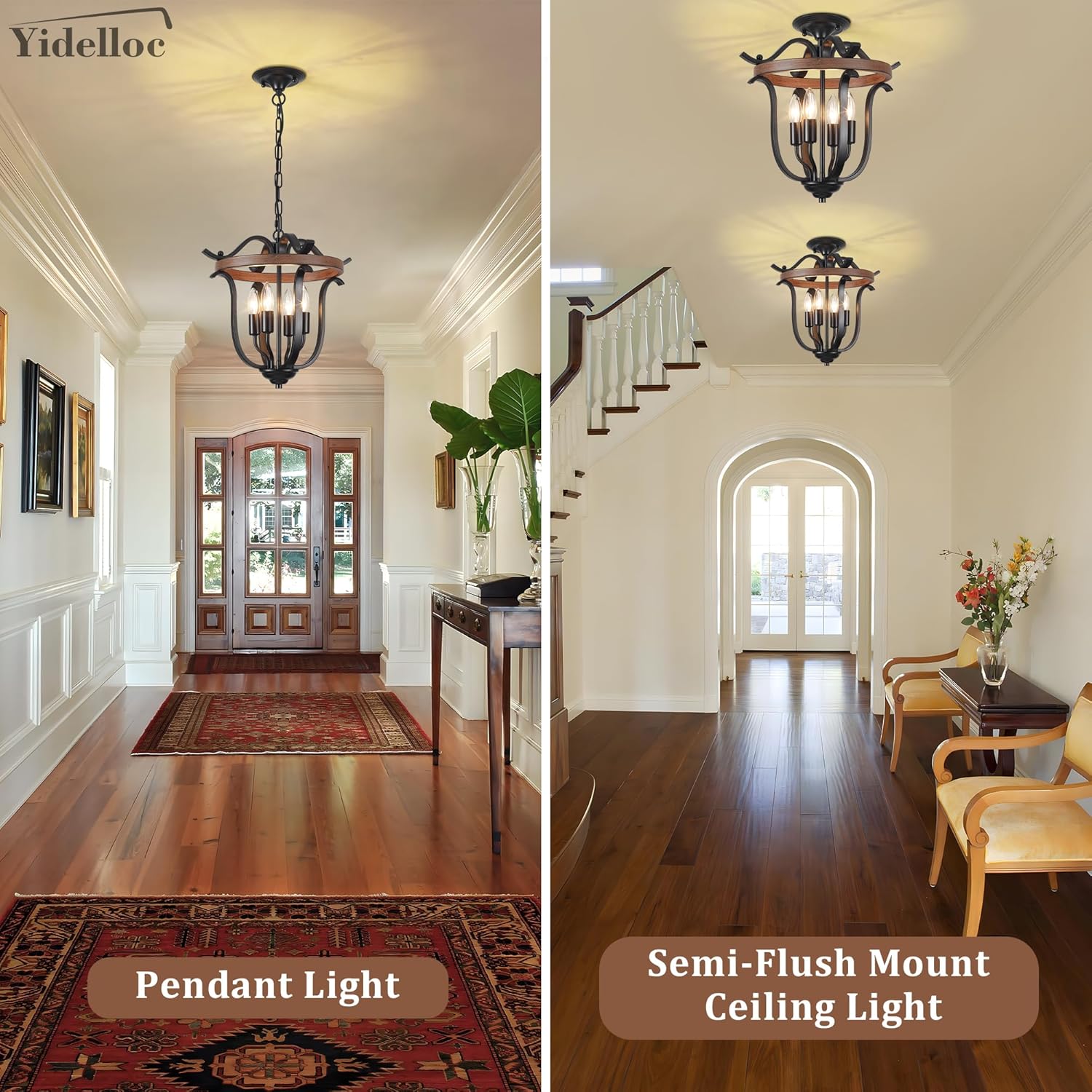 4-Light Black Cage Farmhouse Chandelier