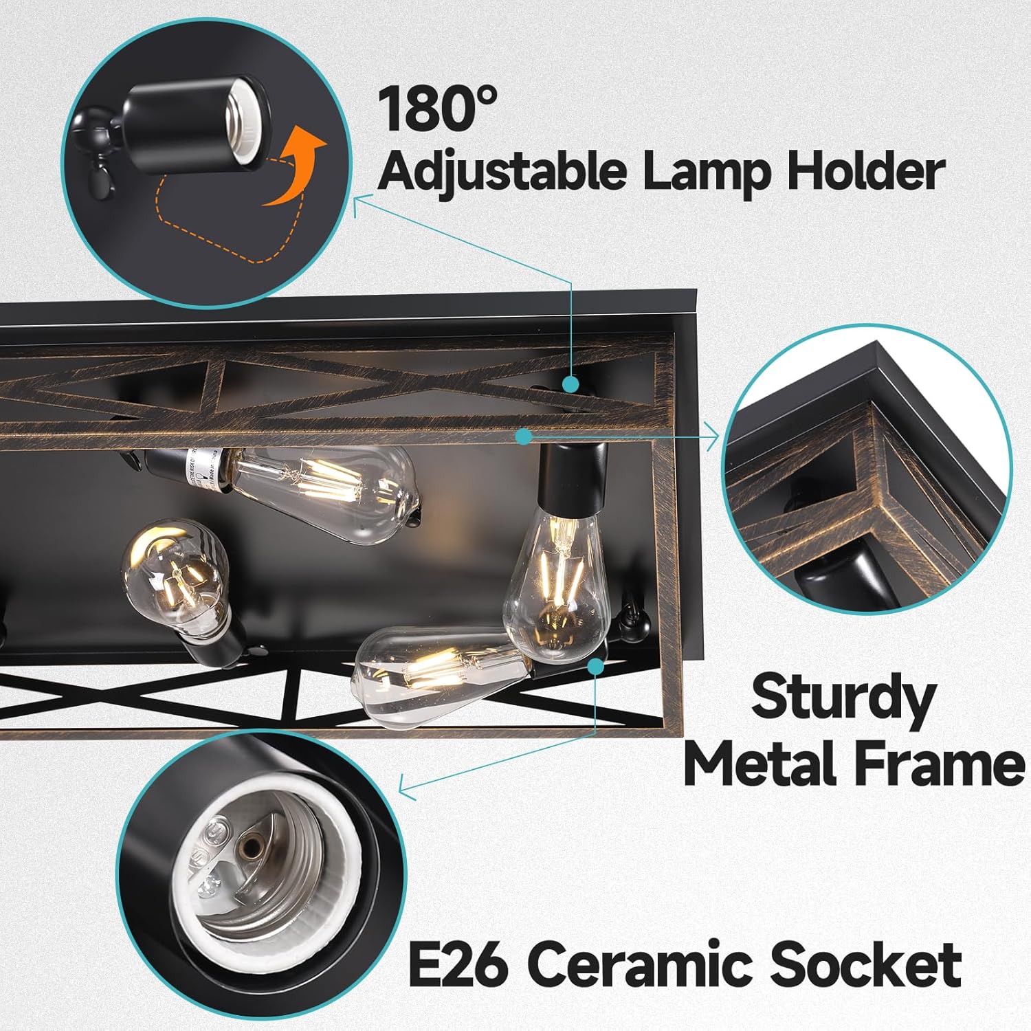 8-Light Metal Cage Ceiling Light