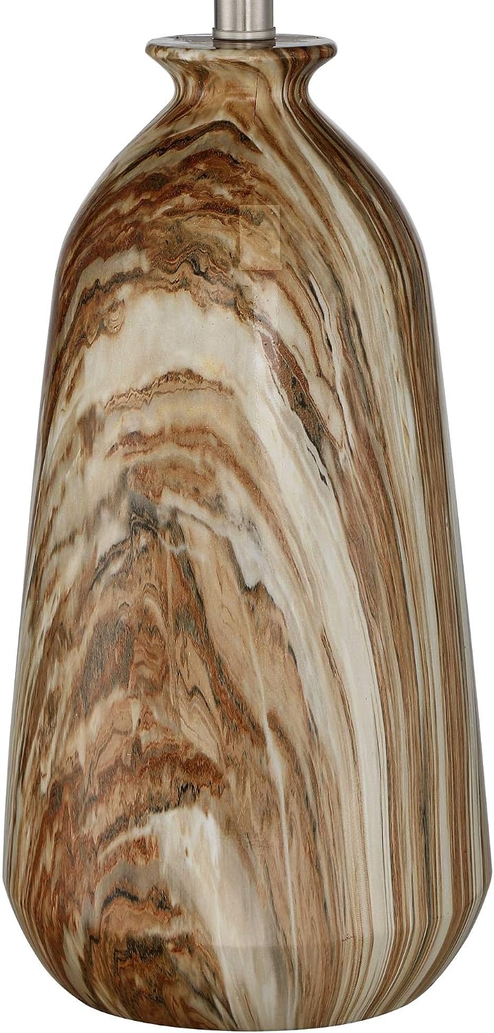 360 Lighting Carlton Modern Rustic Southwestern Table Lamps 28" Tall Set of 2 Swirling Brown Faux Marble White Tapered Drum Shades for Living Room Bedroom House Bedside Nightstand Home