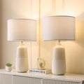 2pc White Farmhouse Ceramic Lamps