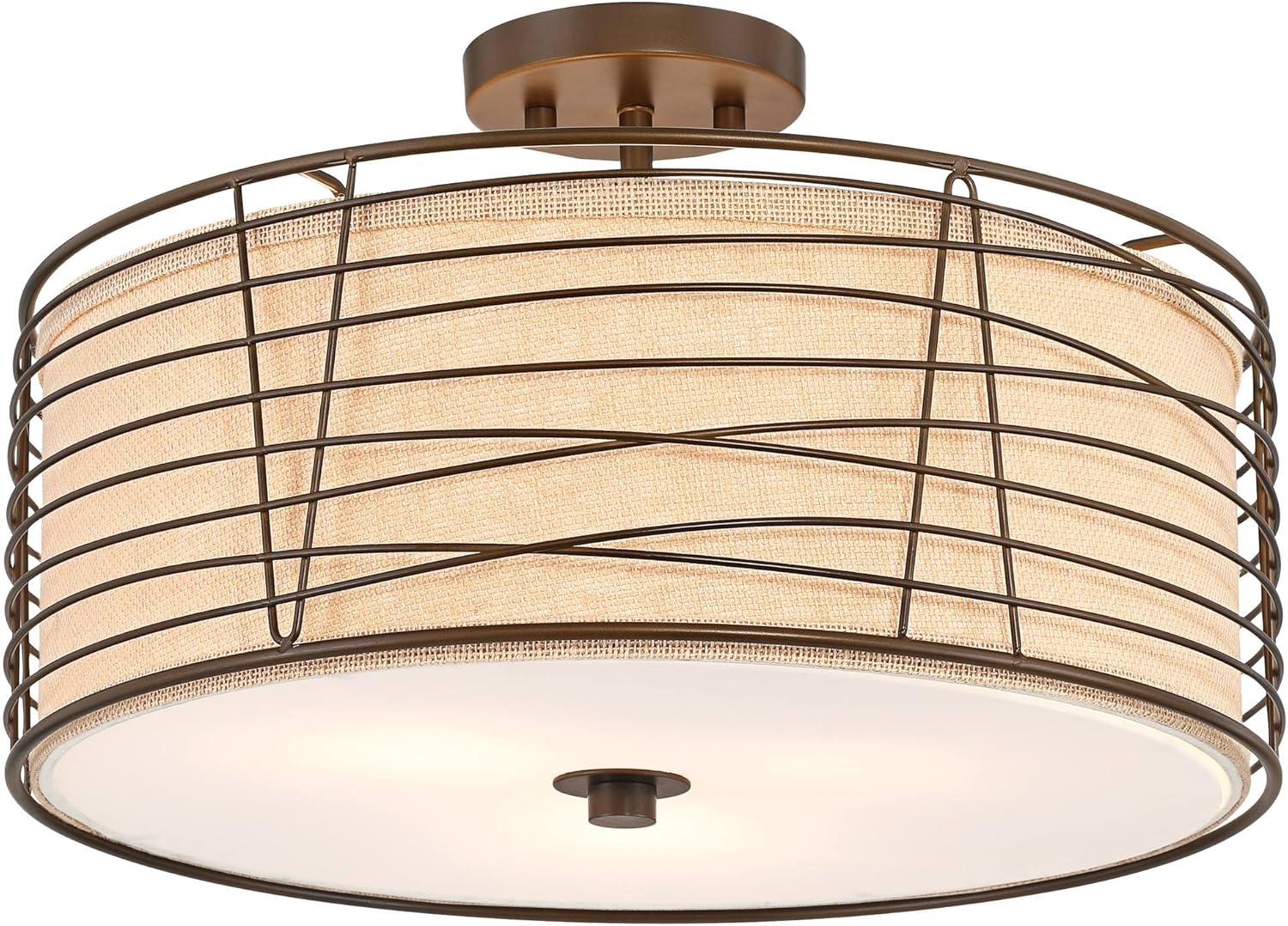 Marlowe Bronze Drum Semi Flush Light