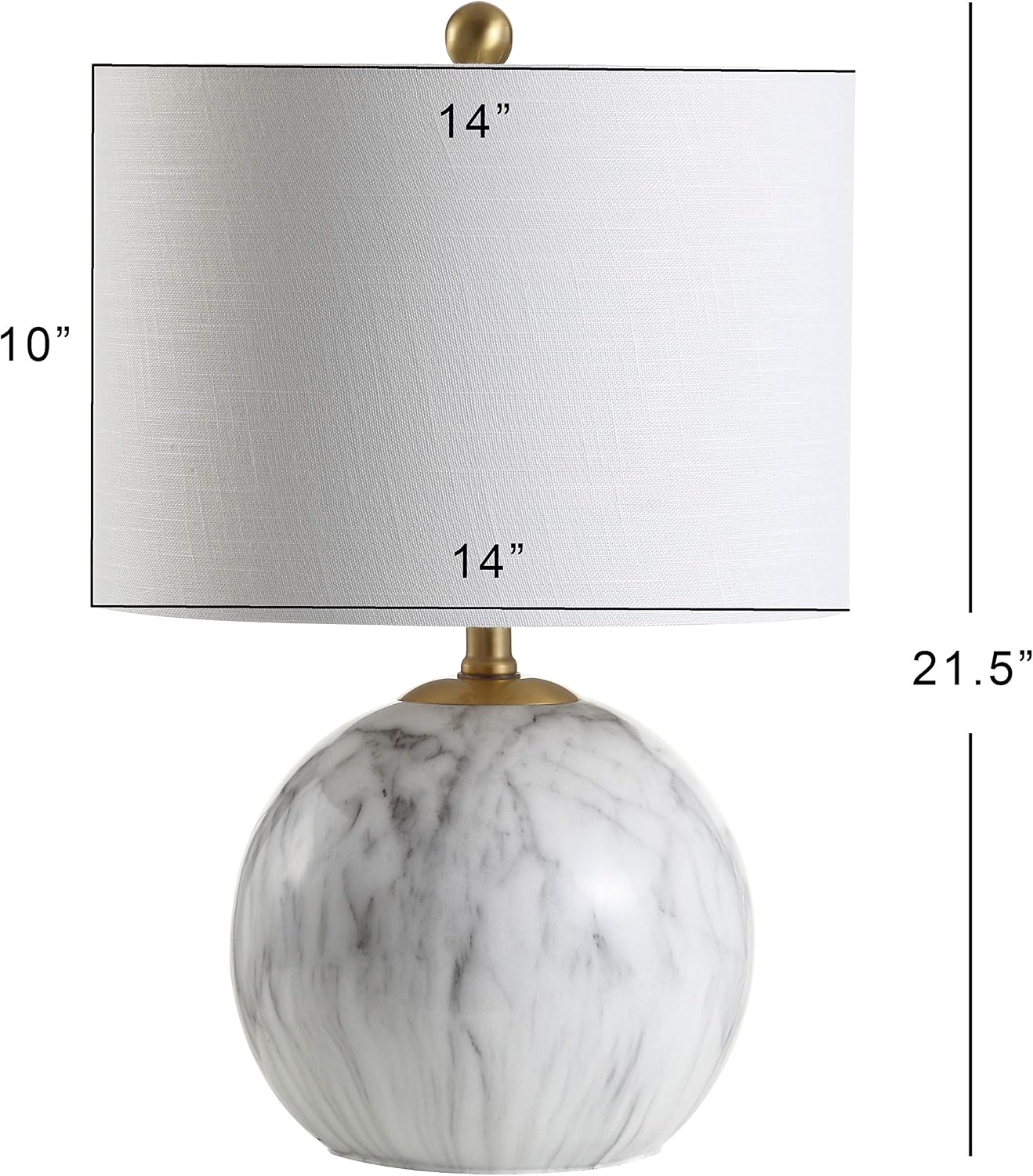 White Brass Faux Marble Geometric Sphere Table Lamp