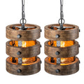 2pack Farmhouse Wood Pendant Lights Kitchen Island, Dining Room Lighting Fixtures Over Table Rustic Chandelier Height Adjustable Hallway Light for Foyer Living Room Bar Restaurant