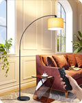 EDISHINE 78.3" Gold Arched Floor Lamp with Remote, Mid Century Modern Reading Light Over Chair, Tall Arc Standing Lamp for Living Room, Home Office, Reading Room, Dining Room, Dimmable Bulb Included