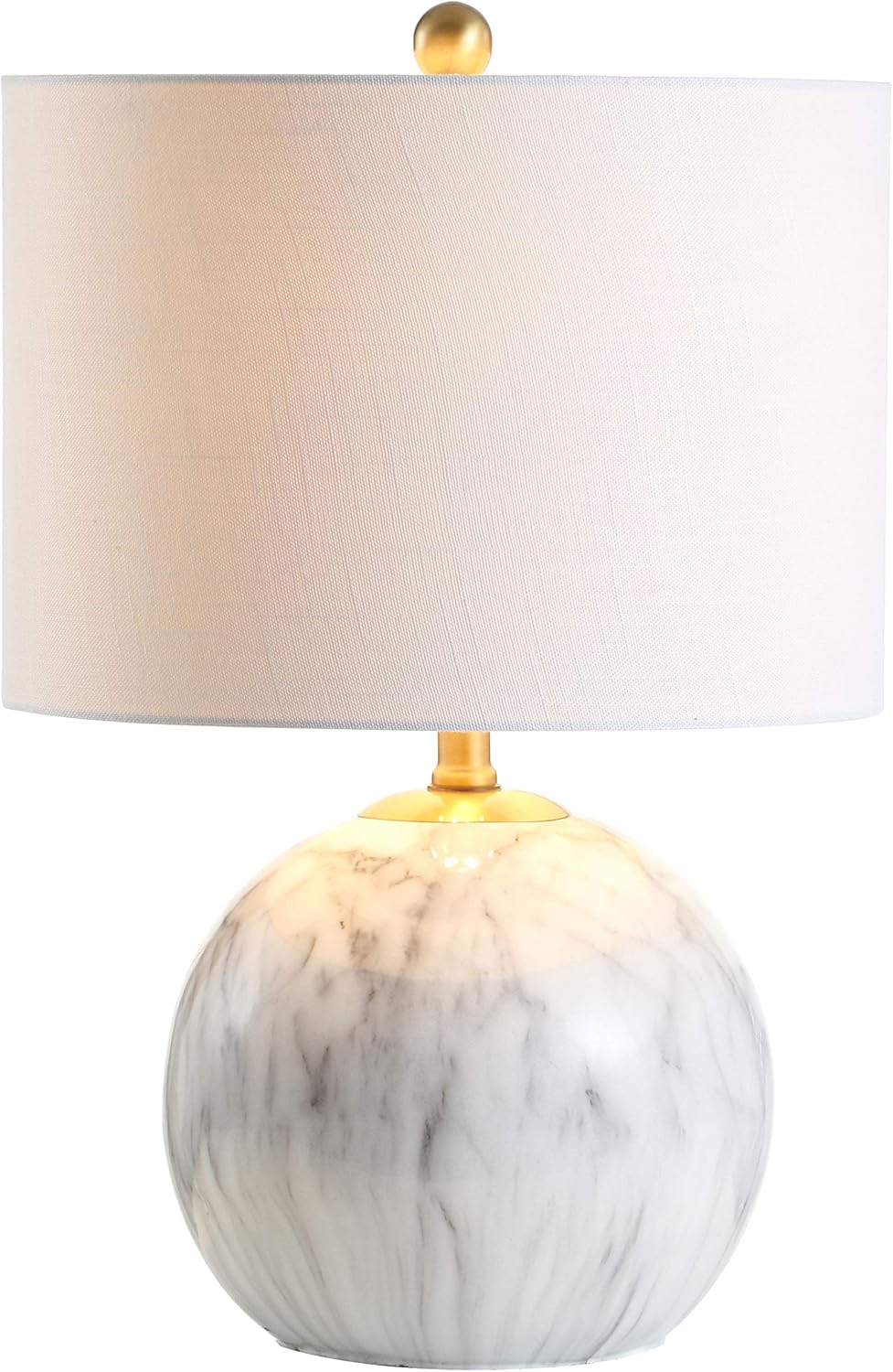 White Brass Faux Marble Geometric Sphere Table Lamp