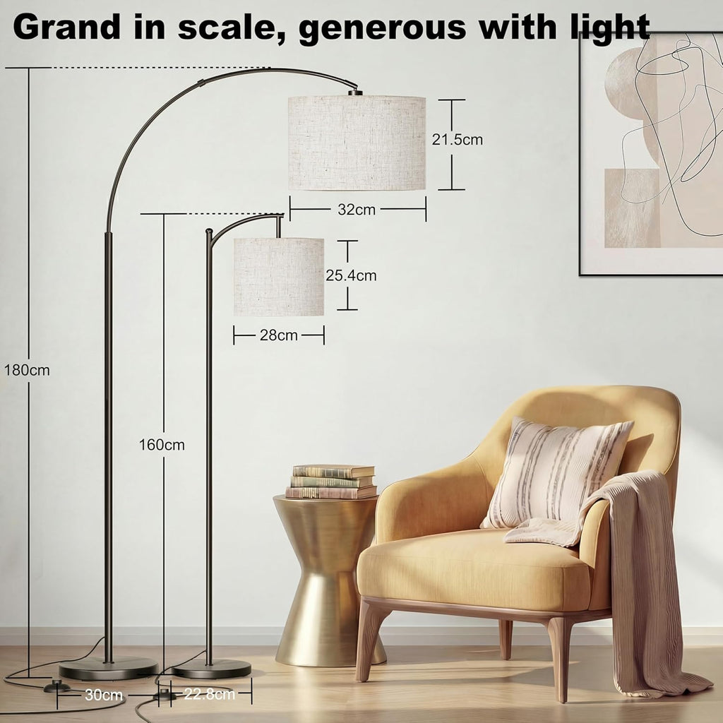 Beige Adjustable LED Arc Floor Lamp