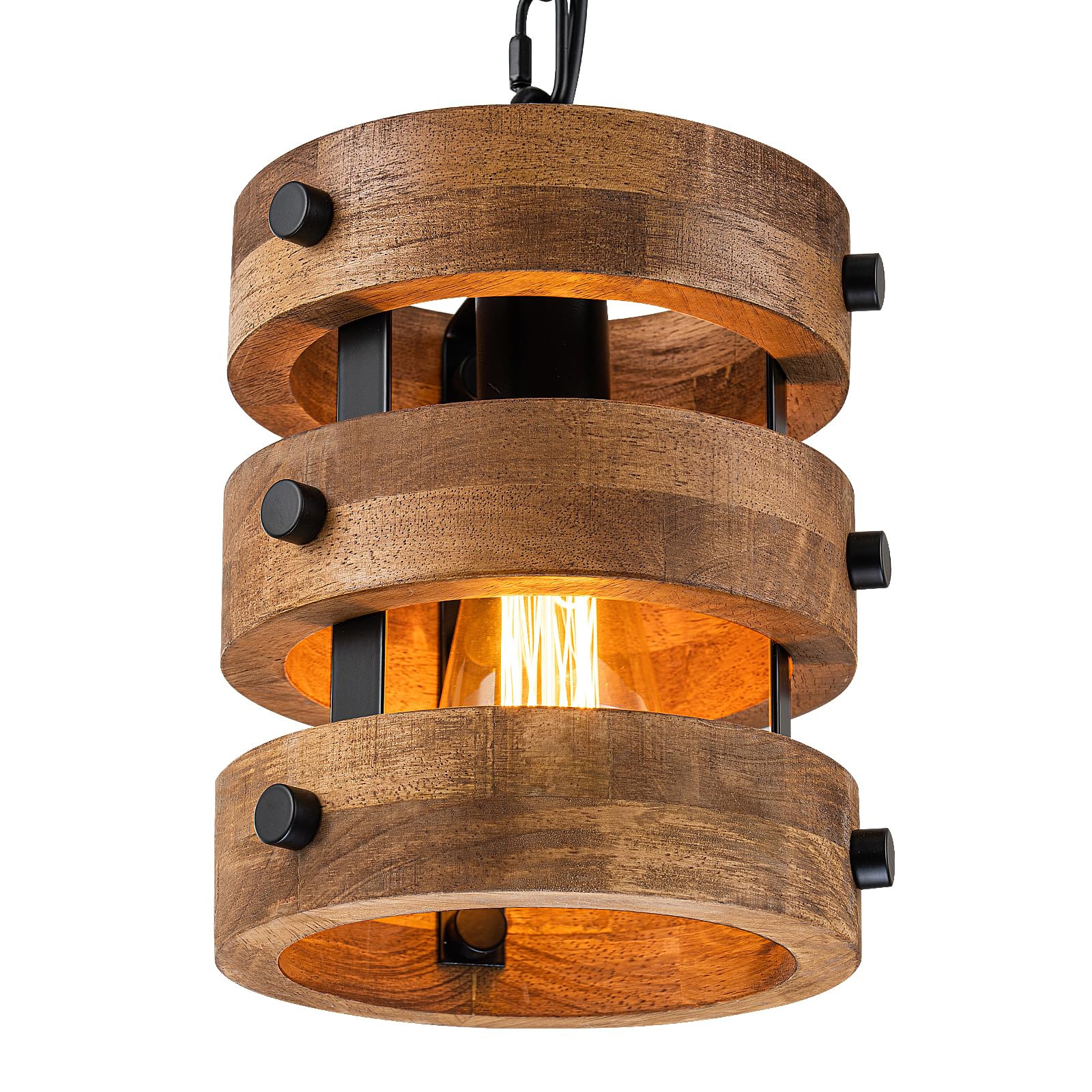 2pack Farmhouse Wood Pendant Lights Kitchen Island, Dining Room Lighting Fixtures Over Table Rustic Chandelier Height Adjustable Hallway Light for Foyer Living Room Bar Restaurant