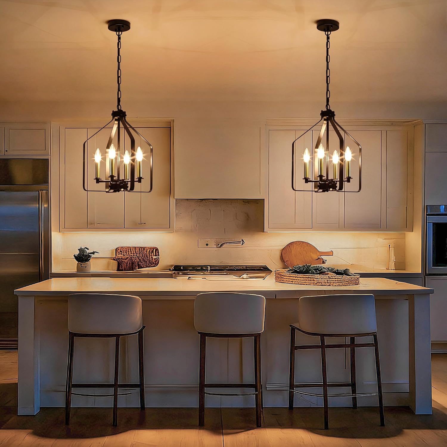 Black Gold Cage Farmhouse Chandelier