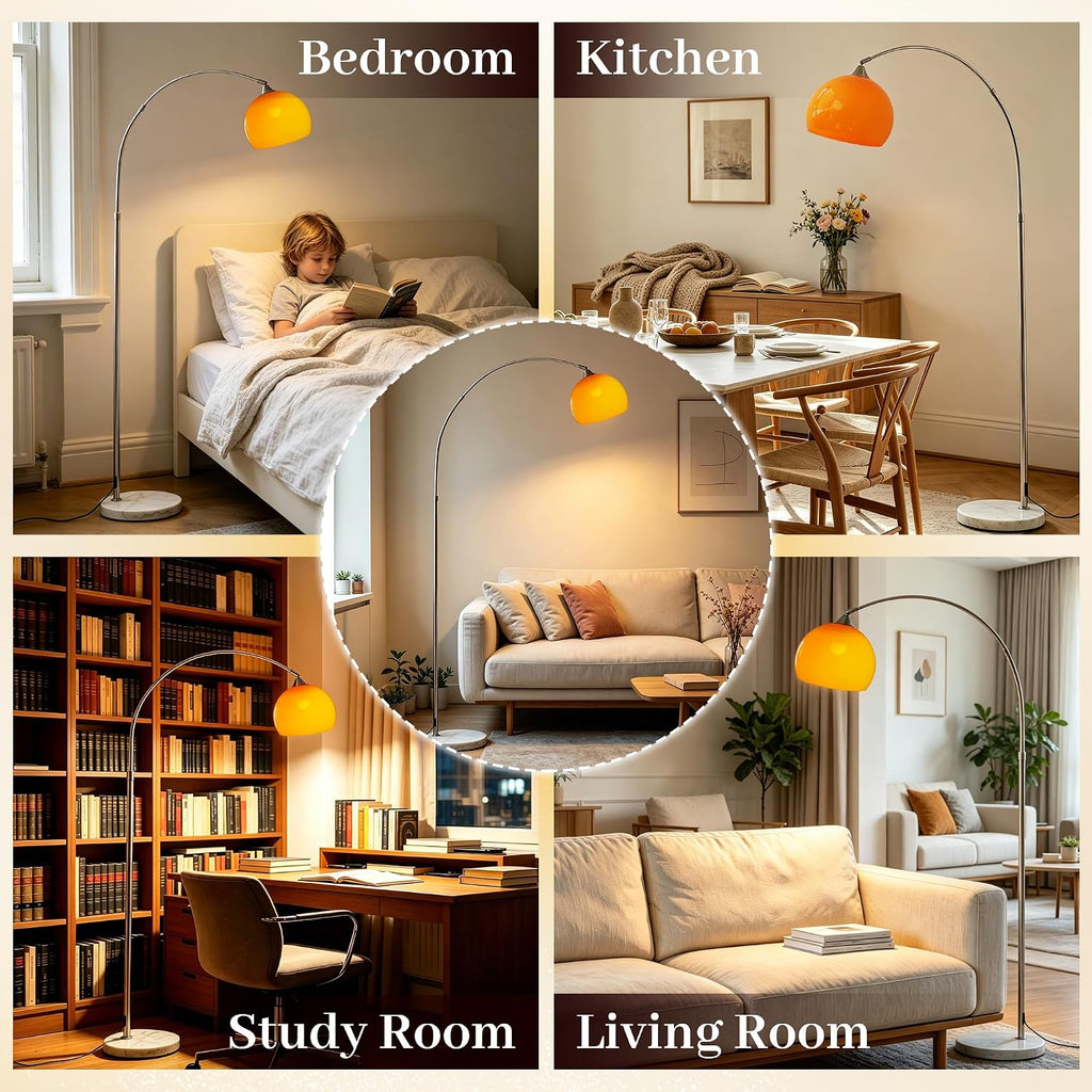 Mid Century Retro Orange Arc Floor Lamp