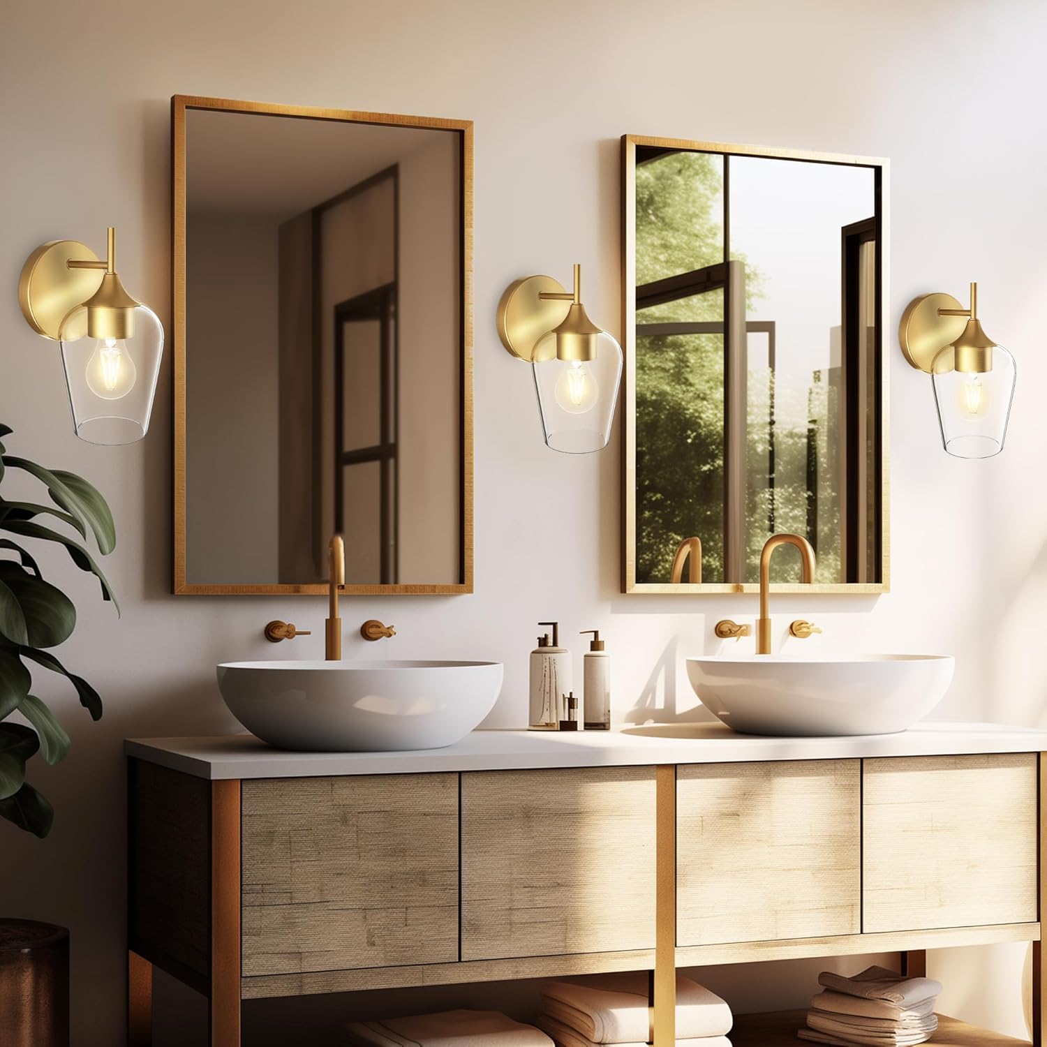 Gold Glass Wall Sconces 2pc
