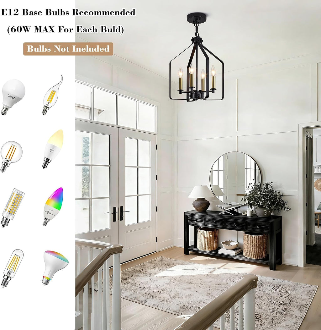 Black Gold Cage Farmhouse Chandelier
