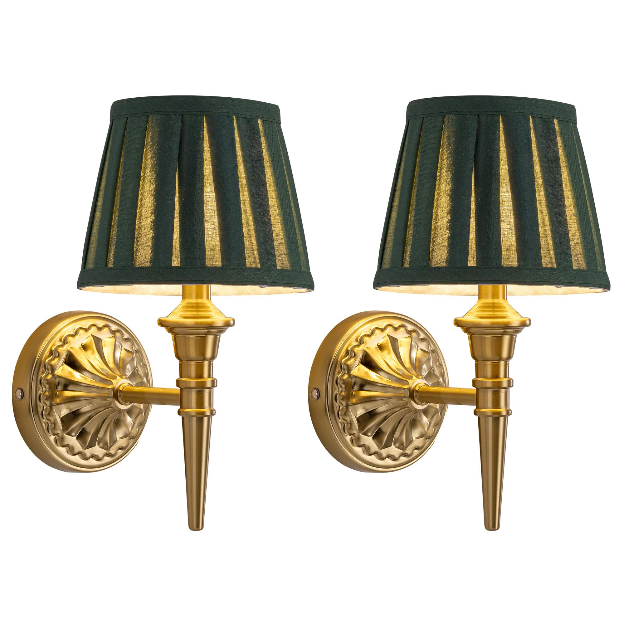 KDG Cordless Wall Sconces Set of 2, Small Wireless 5200mAh Rechargeable Battery Fabric LED Wall Lamps, Portables Lightings for Wall Painting, Living Room, Bedroom, Hallway, Gifts, Night Light (Gold)
