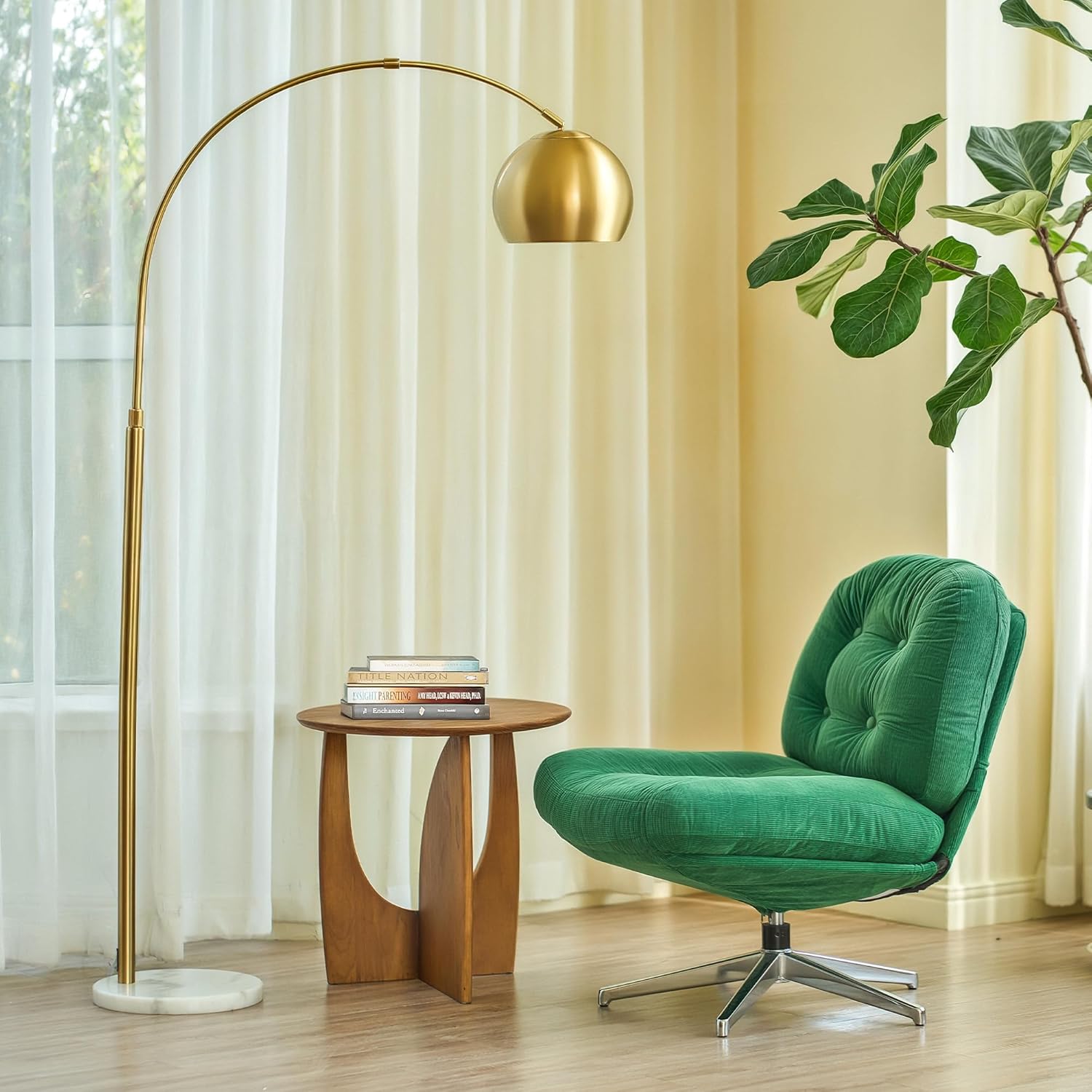 Gold Marble Base Arc Floor Lamp